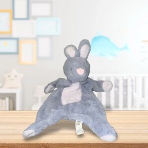 Kellytoy Baby Lovey 16" Grey Pink Bunny Flattie Crinkle Soft Plush Rattle Toy